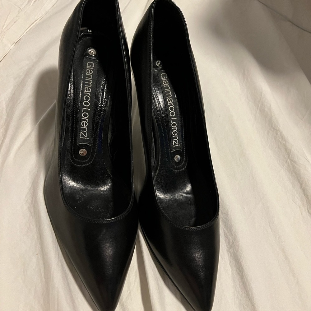 Gianmarco Lorenzi CLASSIC BLACK  Leather Pumps 6.5 37 - Picture 8 of 9